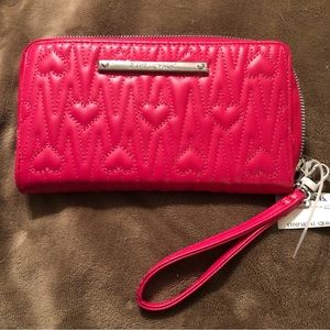 Betsey Johnson hot pink wristlet wallet